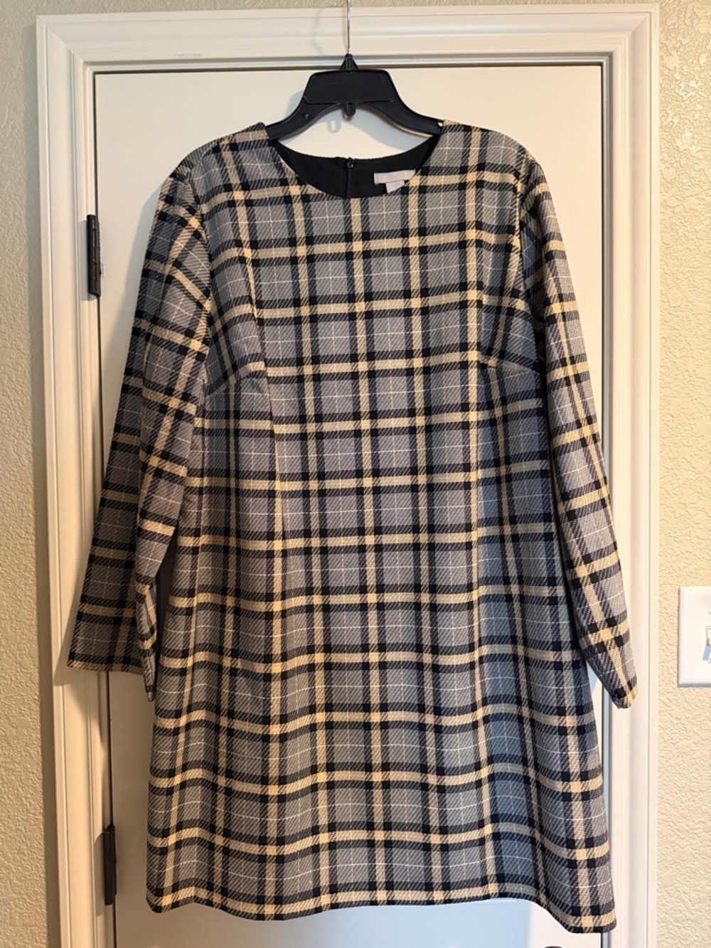 H&M Plaid A-Line Tunic Dress in Black, Gray & Tan - Size XL